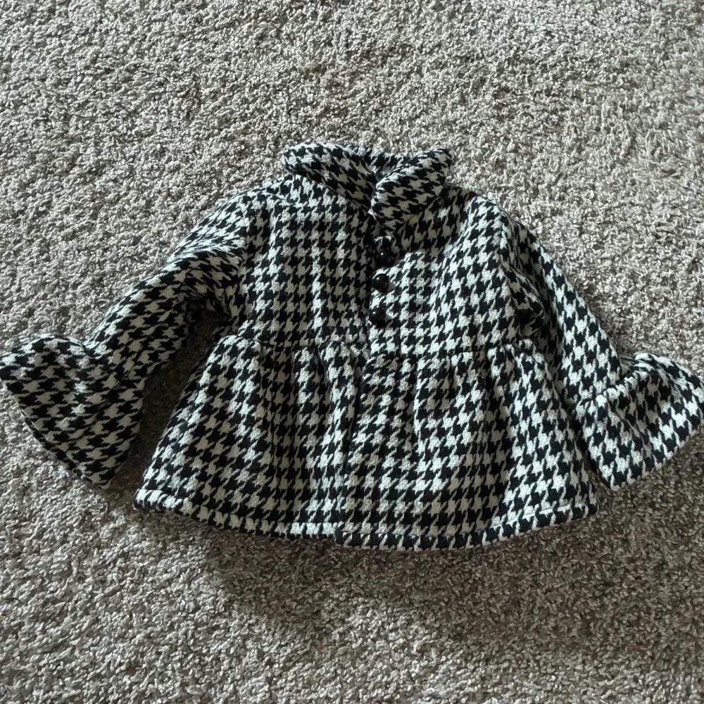 Baileys Blossoms Baby Girls Houndstooth Peplum Jacket Black White 9-12M